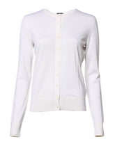 Dolce & Gabbana White Cashmere Crew Neck Top Cardigan Sweater -   -  Dolce & Gabbana.